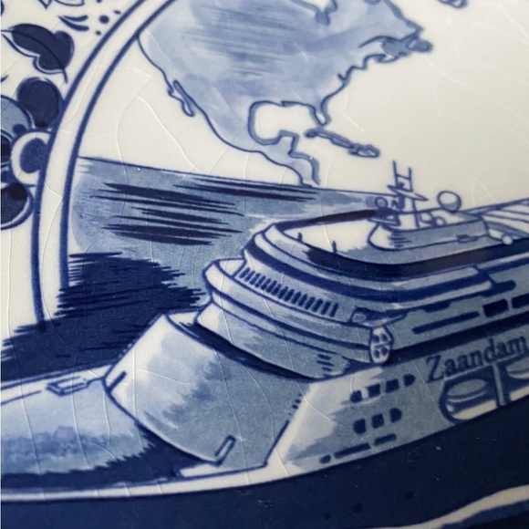 Holland America Line The Inaugural Ms Zaandam 2000 Blauw Delft Plate EUC - Picture 2 of 8